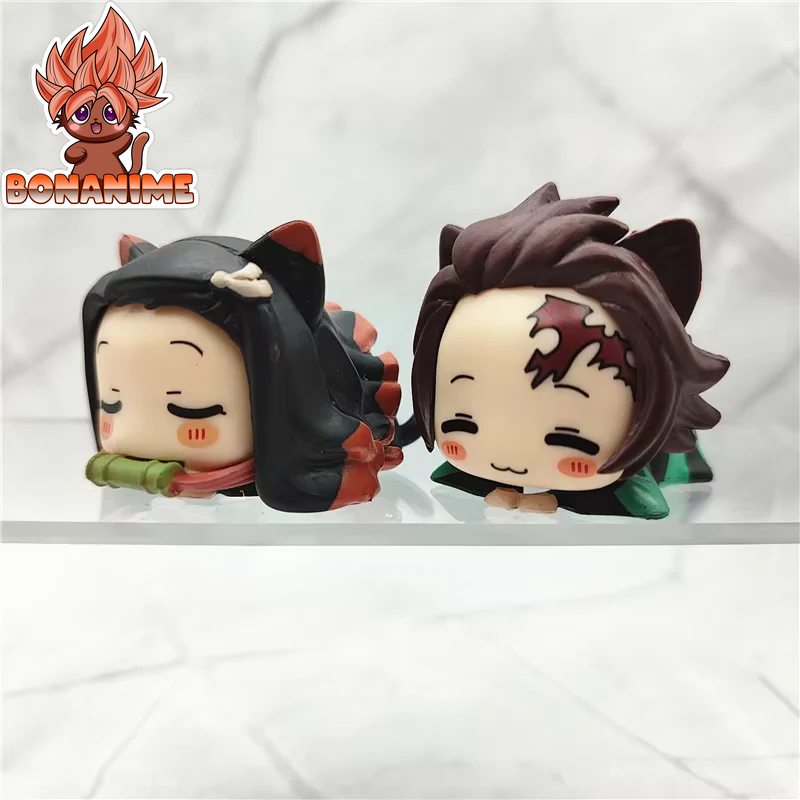 Demon Slayer Cat Sleep Shapes Figurine Set - Kamado Tanjirou, Kanroji Mitsuri, and Tokitou Muichirou Anime Dolls and Model Ornaments - Perfect Gift for Collectors