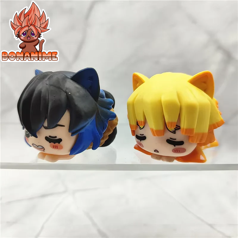 Demon Slayer Cat Sleep Shapes Figurine Set - Kamado Tanjirou, Kanroji Mitsuri, and Tokitou Muichirou Anime Dolls and Model Ornaments - Perfect Gift for Collectors